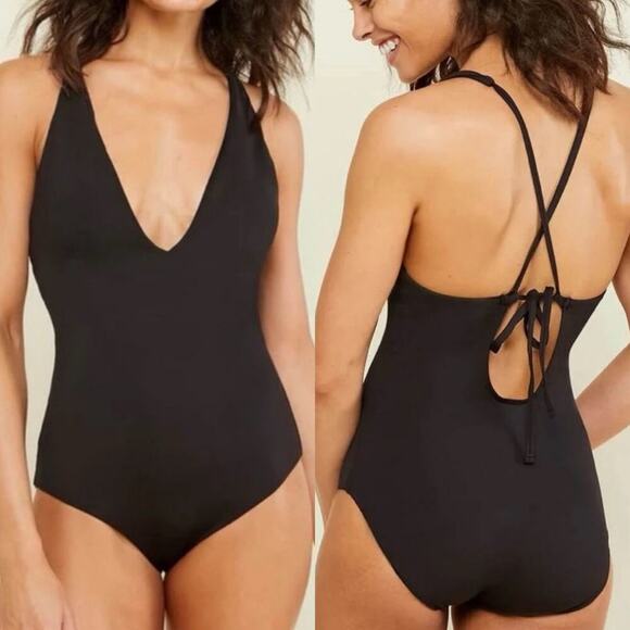 Andie Swim Black Bali One Piece Swimsuit Size Large Tall Sustainable NWT - Picture 1 of 4